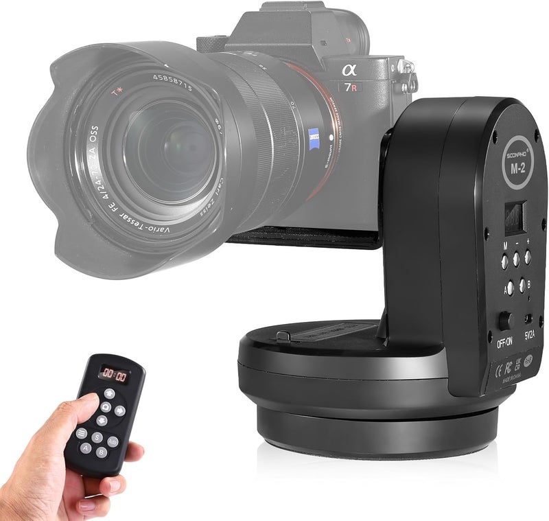 soonpho M2 Motorized Rotating Panoramic Tripod Head with Remote Control & Mobile Phone Clip for DSLR Cameras/Smartphones-Built-in 2000mAh Lithium Battery, 2.2lb/1kg Maximum Playload - Image 1